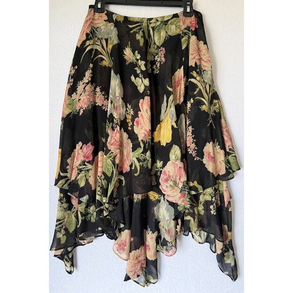 Lauren Ralph Lauren Dresses & Skirts - Lauren Ralph Lauren Skirt Women 10P  Floral Chiffon Layered Asymmetrical Hem